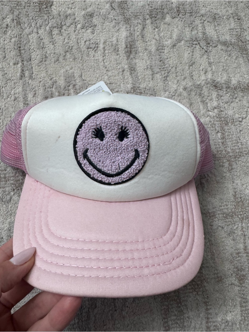 Pink Smiley Mesh Trucker Hat by smiley world new